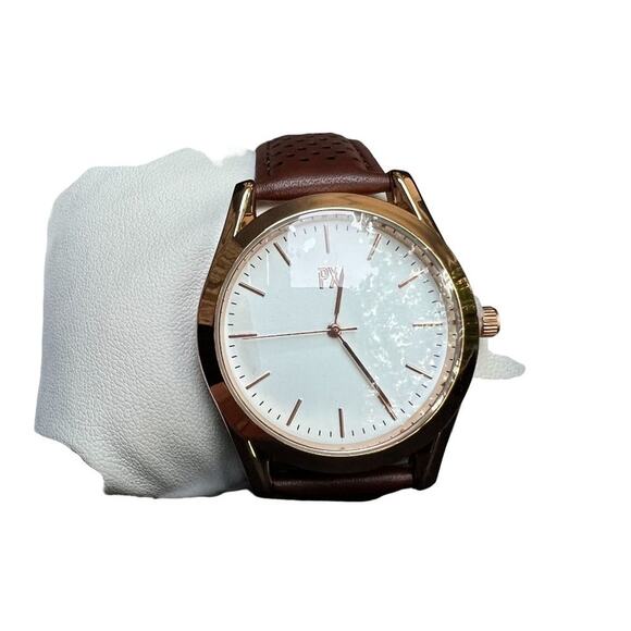 PX Perforated Leather Gold Tone Watch - Picture 2 of 8